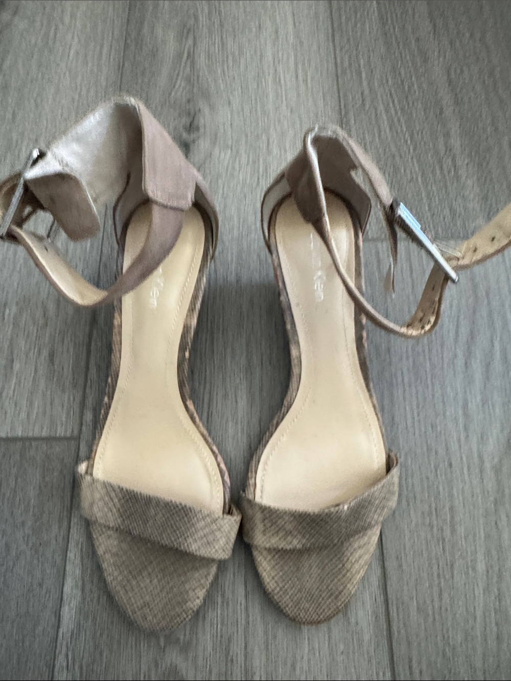 Calvin Klein Neutral Taupe Ankle-Strap Wedge Sandals